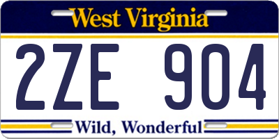 WV license plate 2ZE904