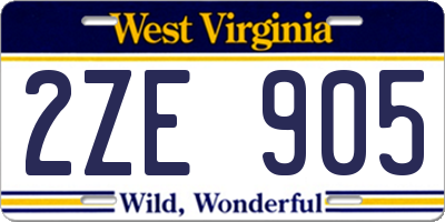 WV license plate 2ZE905