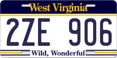 WV license plate 2ZE906