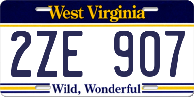 WV license plate 2ZE907