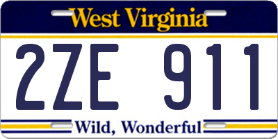WV license plate 2ZE911