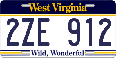 WV license plate 2ZE912