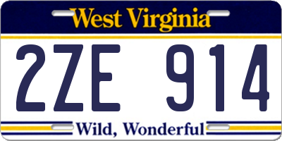 WV license plate 2ZE914