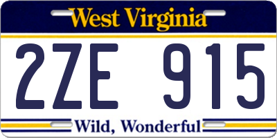 WV license plate 2ZE915