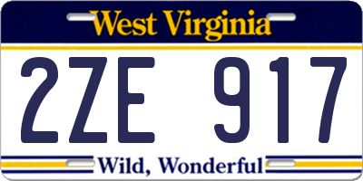 WV license plate 2ZE917
