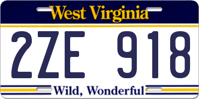 WV license plate 2ZE918