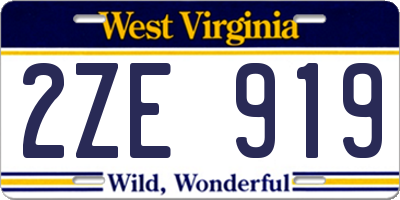WV license plate 2ZE919