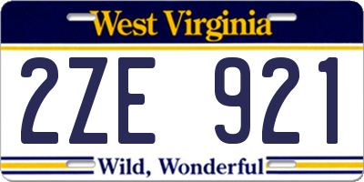 WV license plate 2ZE921