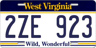 WV license plate 2ZE923