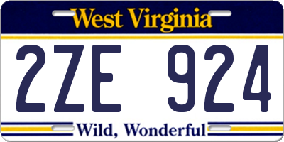WV license plate 2ZE924