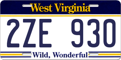 WV license plate 2ZE930