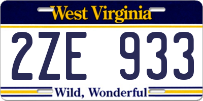 WV license plate 2ZE933