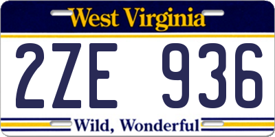 WV license plate 2ZE936