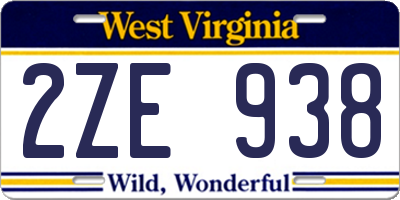 WV license plate 2ZE938