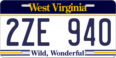 WV license plate 2ZE940