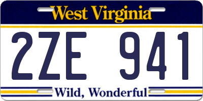 WV license plate 2ZE941