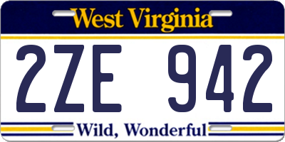 WV license plate 2ZE942