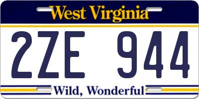 WV license plate 2ZE944