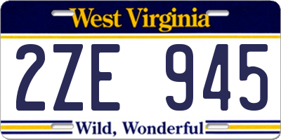 WV license plate 2ZE945