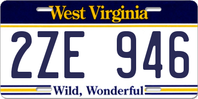 WV license plate 2ZE946
