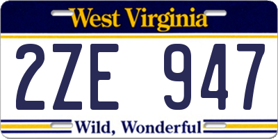 WV license plate 2ZE947