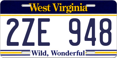 WV license plate 2ZE948