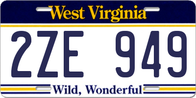 WV license plate 2ZE949