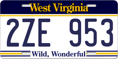 WV license plate 2ZE953