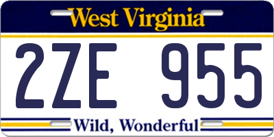 WV license plate 2ZE955