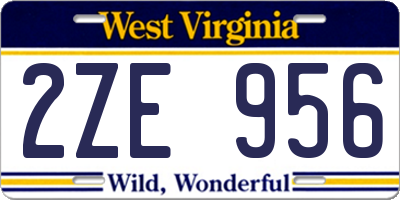 WV license plate 2ZE956