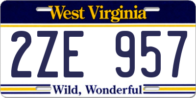 WV license plate 2ZE957