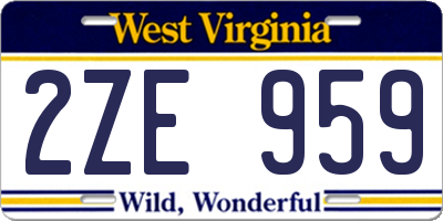 WV license plate 2ZE959