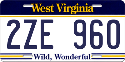 WV license plate 2ZE960