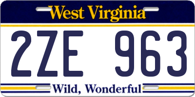 WV license plate 2ZE963