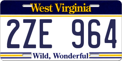 WV license plate 2ZE964