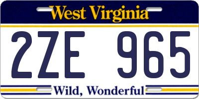 WV license plate 2ZE965
