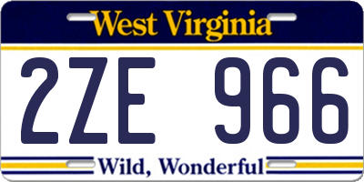 WV license plate 2ZE966