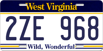 WV license plate 2ZE968