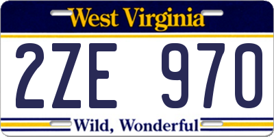WV license plate 2ZE970