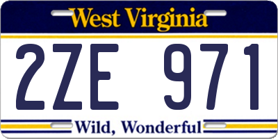WV license plate 2ZE971