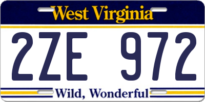 WV license plate 2ZE972