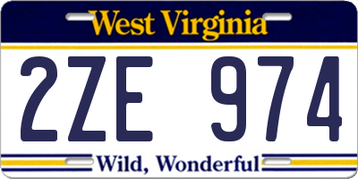 WV license plate 2ZE974