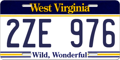WV license plate 2ZE976