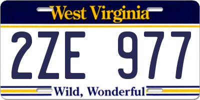 WV license plate 2ZE977