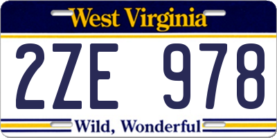 WV license plate 2ZE978