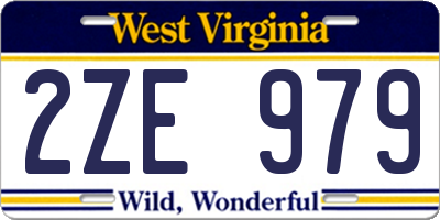 WV license plate 2ZE979
