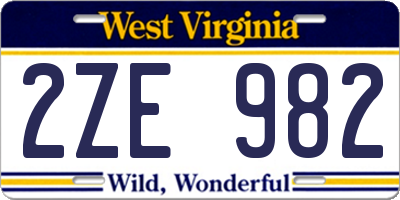 WV license plate 2ZE982