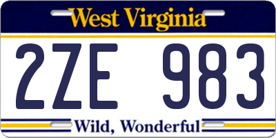 WV license plate 2ZE983