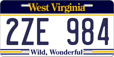 WV license plate 2ZE984