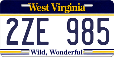 WV license plate 2ZE985